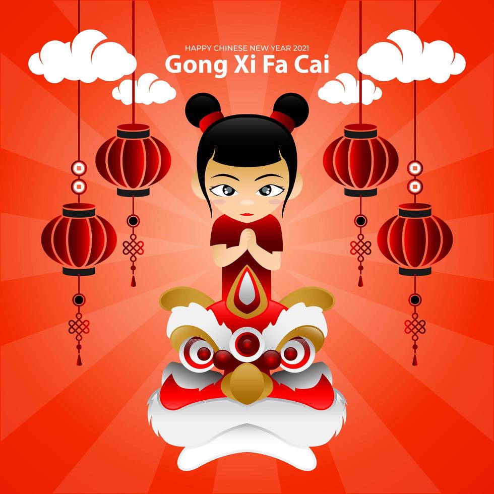 diseño de ilustración de dibujos animados gong xi fa cai vector