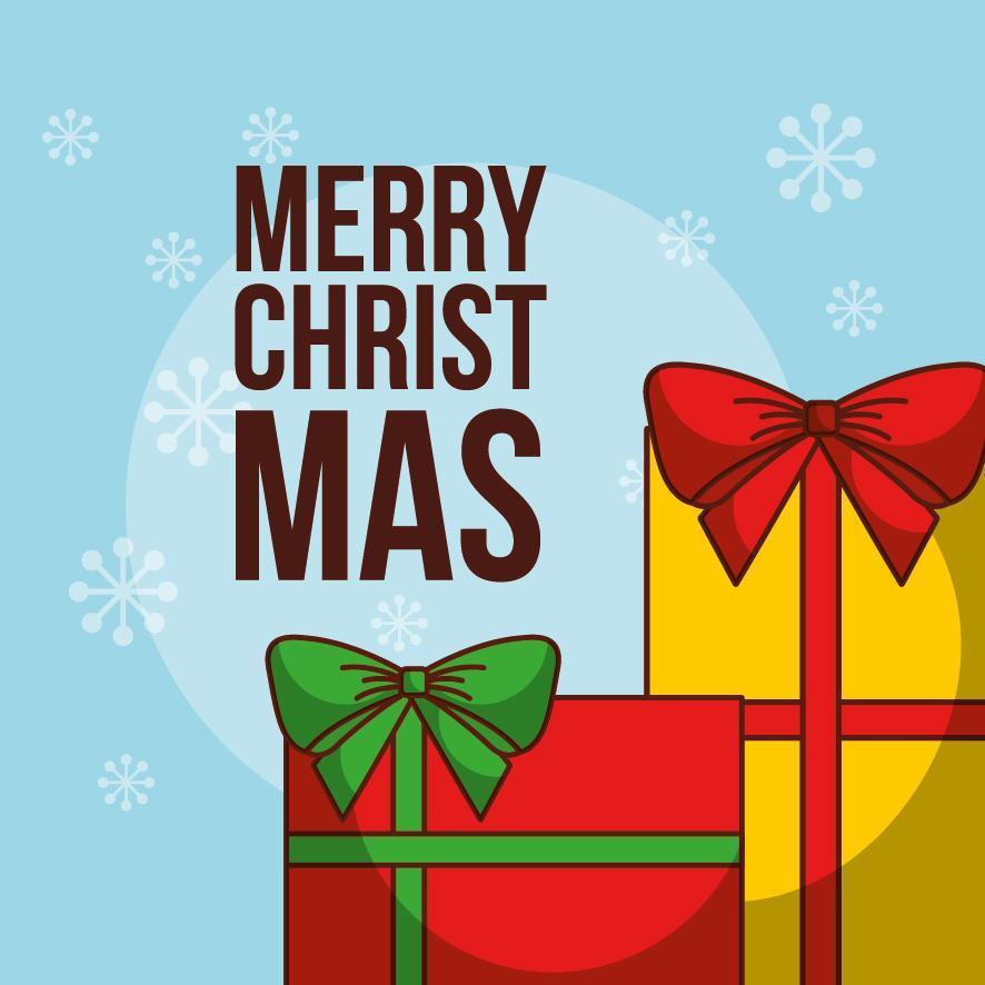Merry Christmas card with gifts vector