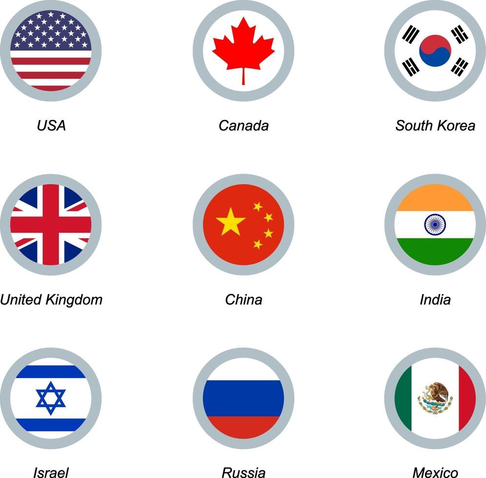 Set of round icons with flags vector