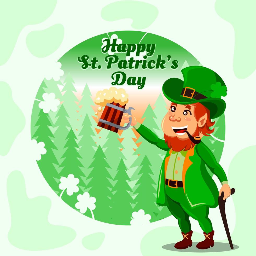 Leprechauns Celebrates Saint Patrick's Day with Beer Toast vector