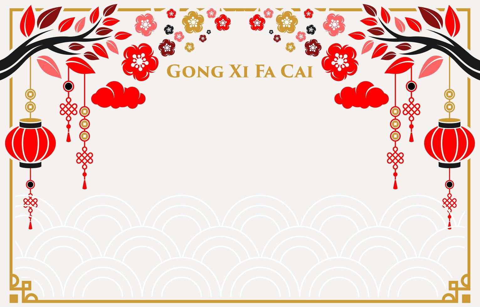 simple flat design chinese ornament background vector