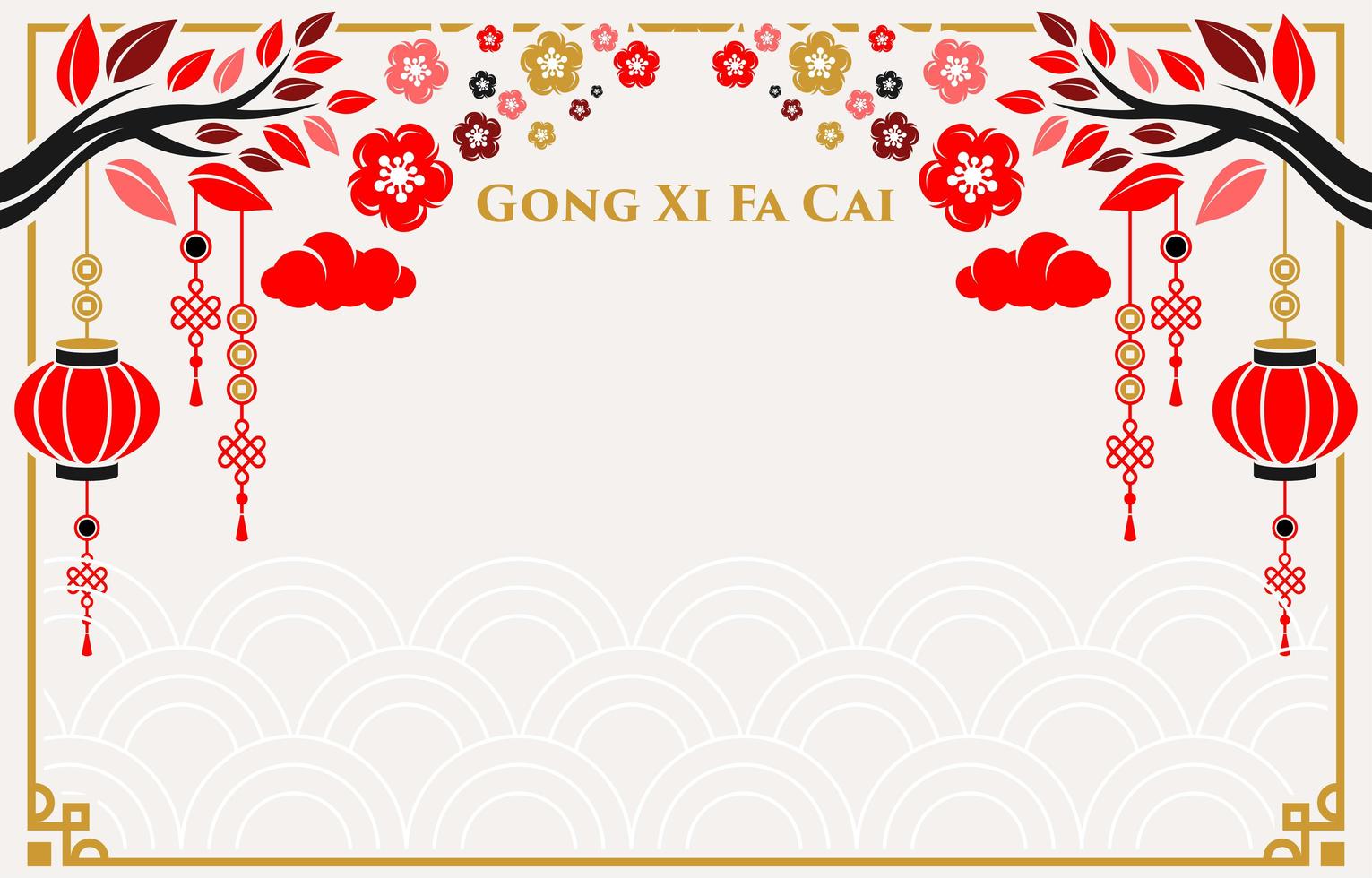 simple flat design chinese ornament background vector