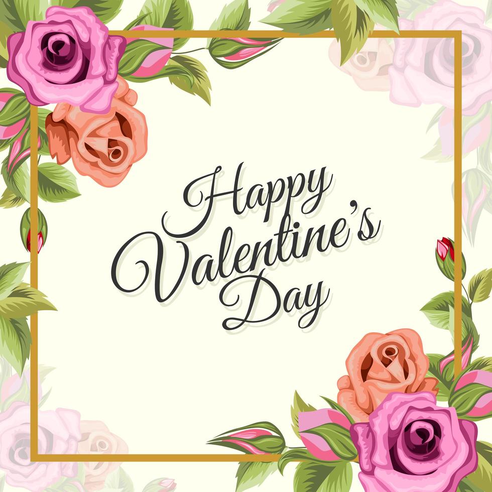 Happy Valentine Greetings With Flower Ornament Illustration vector