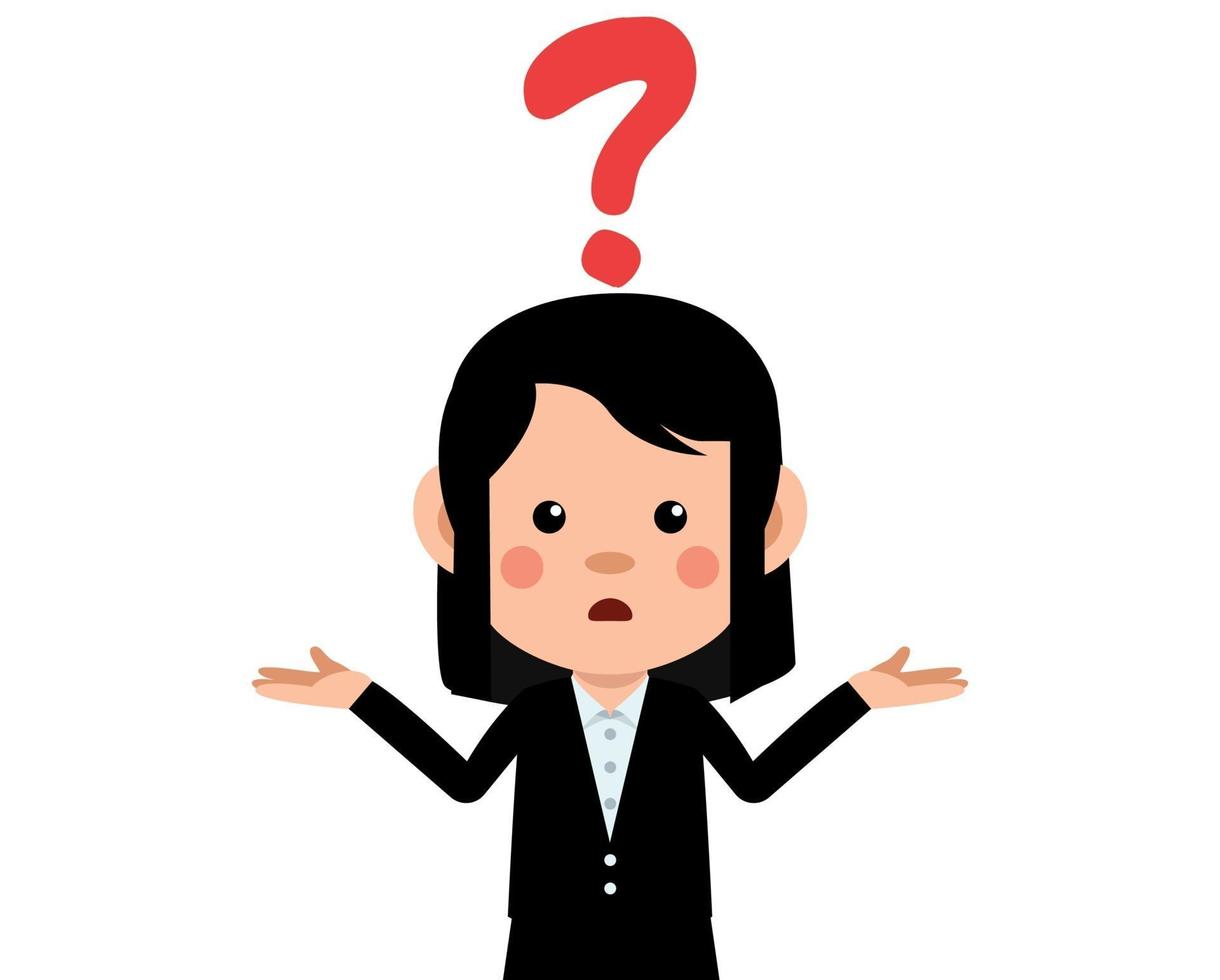 Cute woman with question mark above the head vector