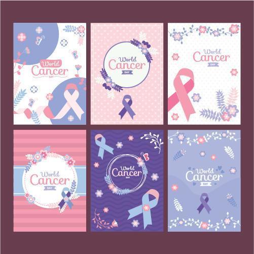 colección de tarjetas de cáncer mundial vector