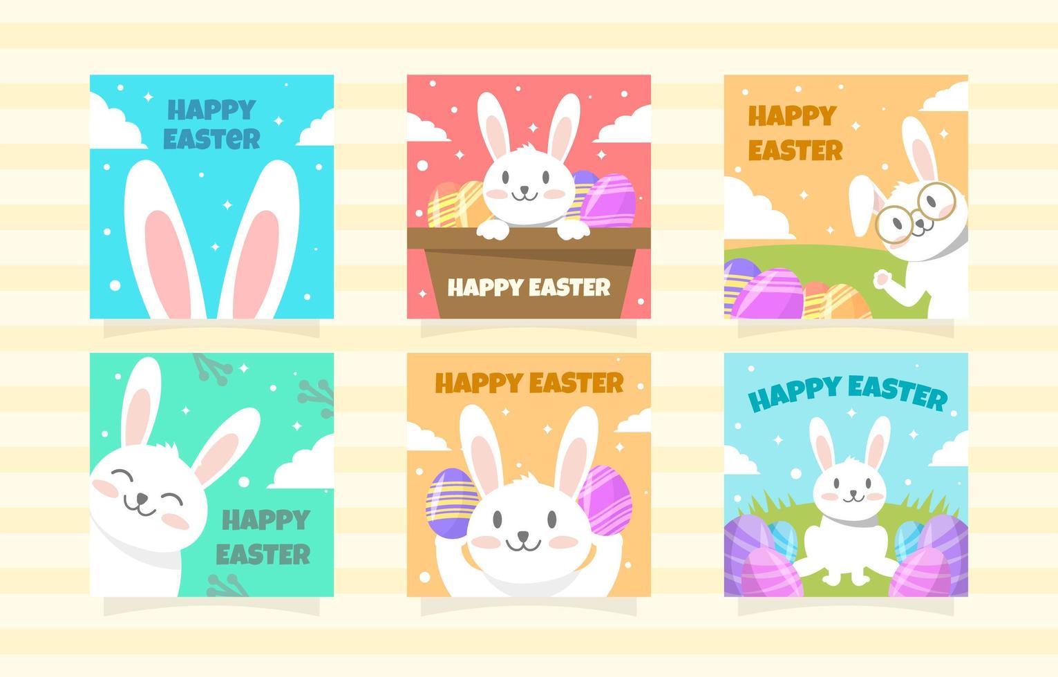Cute Easter Rabbit Social Media Post Collection vector