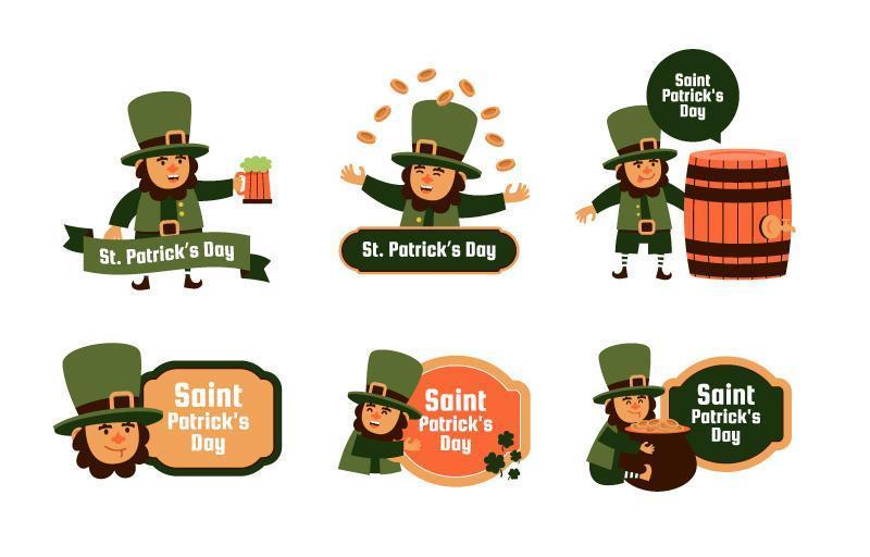 Saint Patrick's Day Leprechaun Label Collection vector