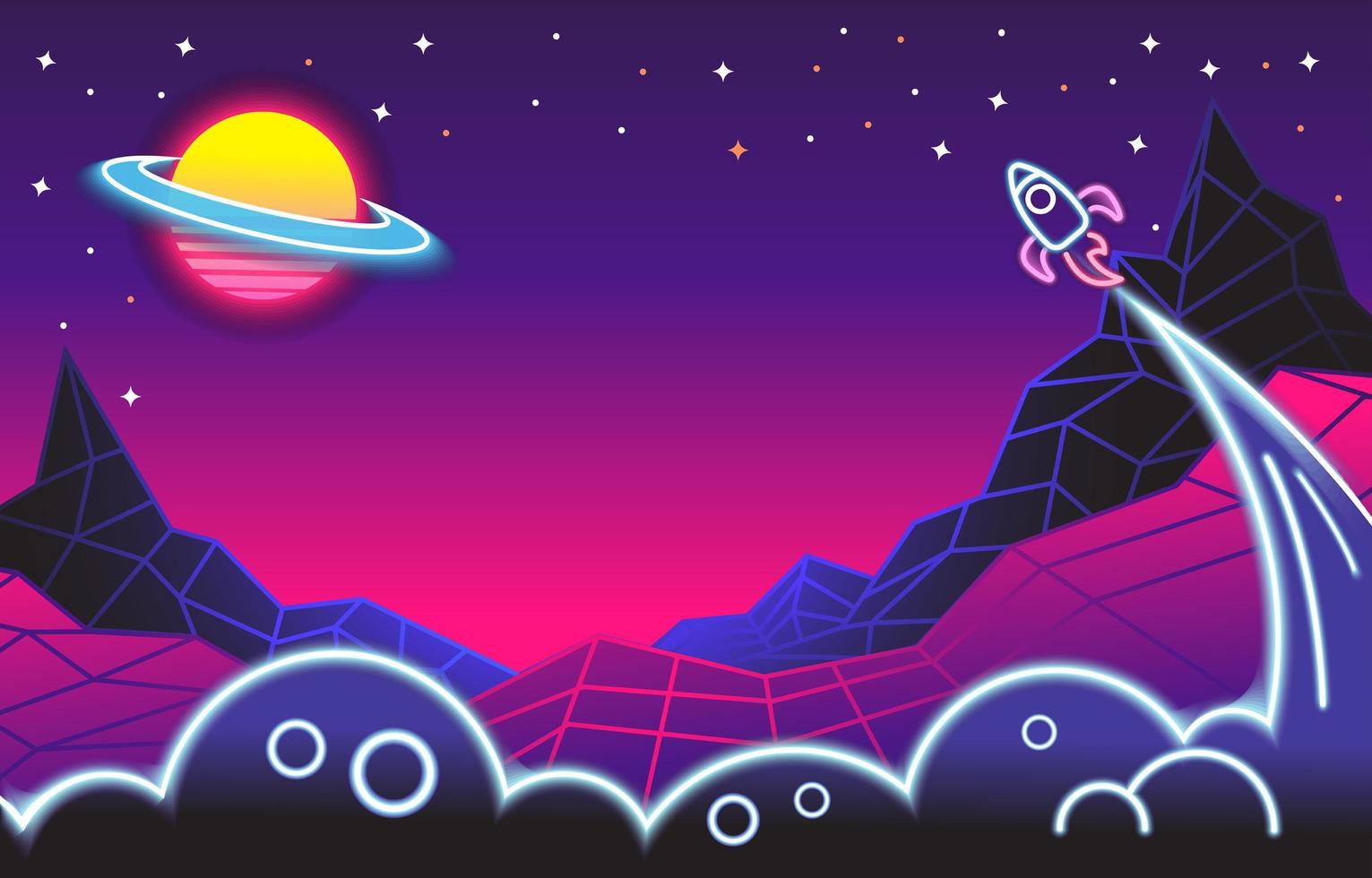 Space of Retro Neon in galaxy vector