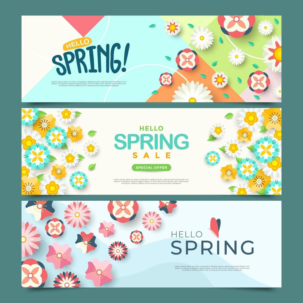 colección de banners de primavera vector