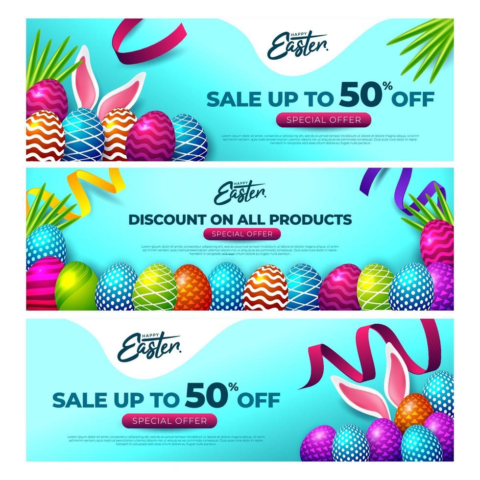 Collection of Easter Day Banners vector