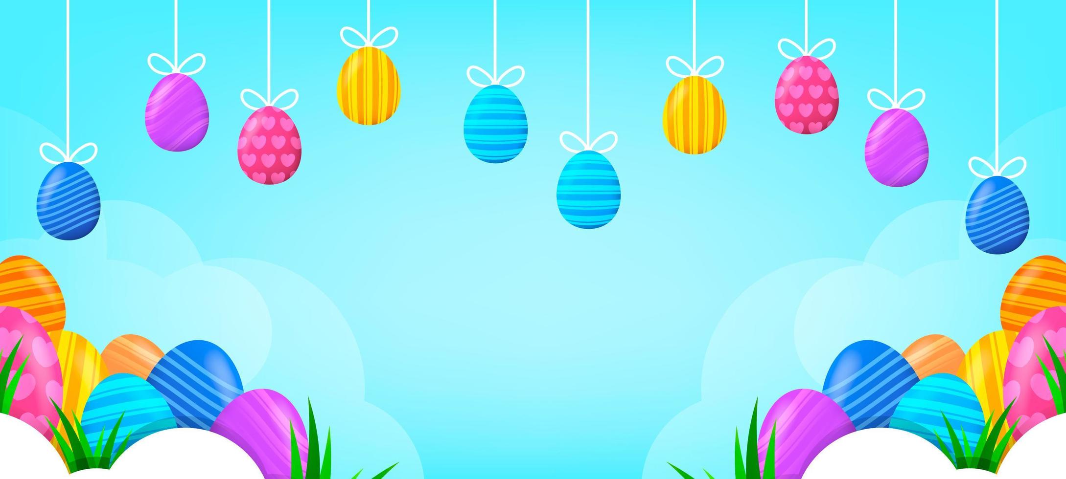Cute Colorful Easter Eggs Background vector