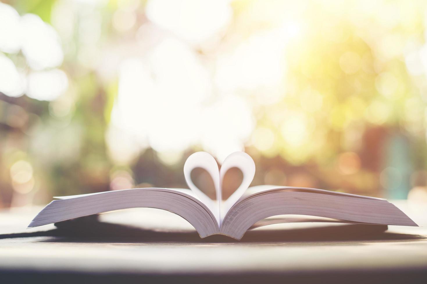 Heart-shaped book page photo