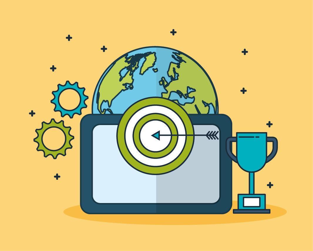 Digital marketing technology with planet Earth vector