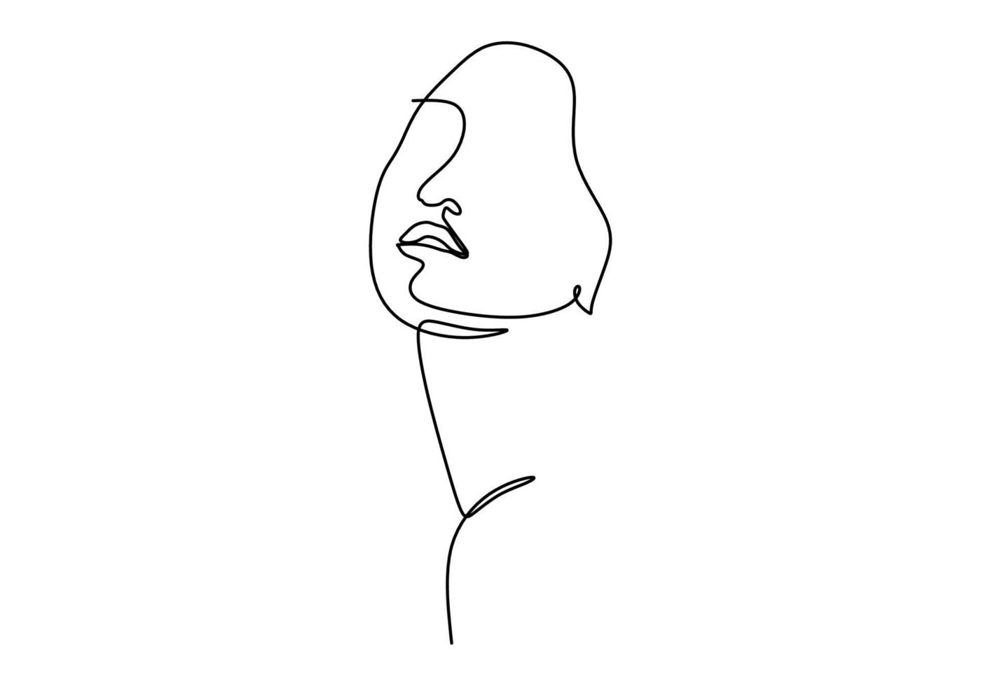 Continuous line drawing face abstract. Minimalism vector isolated on white background.