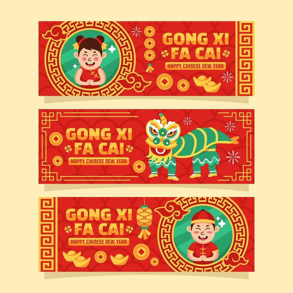 banner de año nuevo chino gong xi fa cai vector