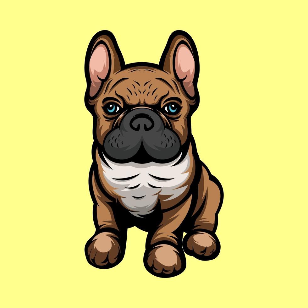 French puppy mascot vector