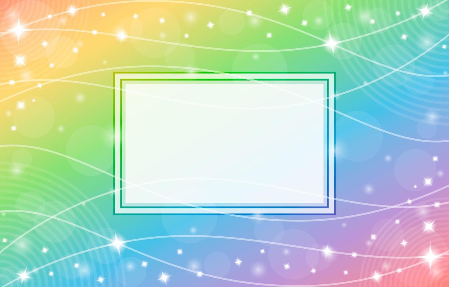 Gradient Rainbow Background with Frame and Wave Pattern Composition vector