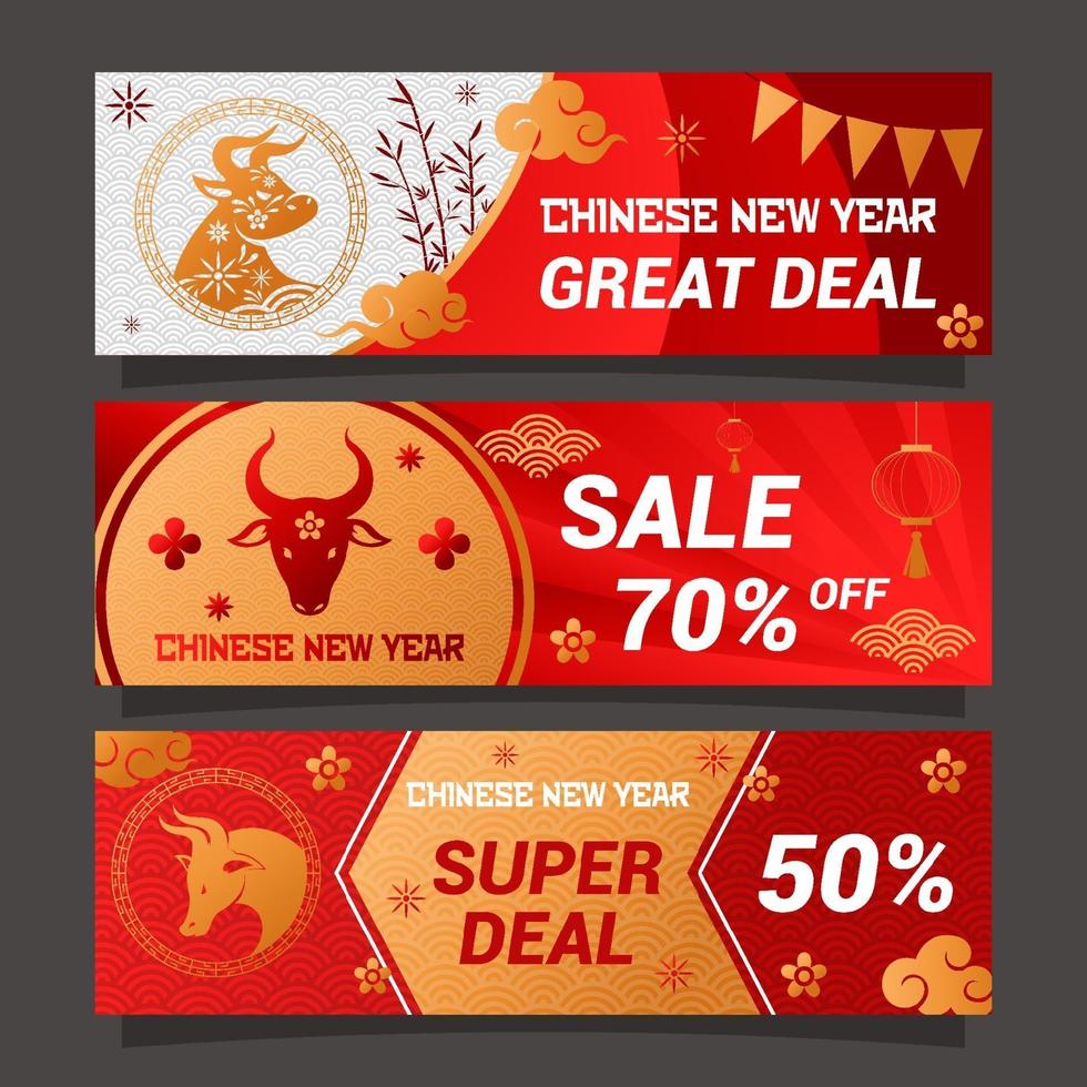 Chinese Gold Ox New Year Business Banner vector