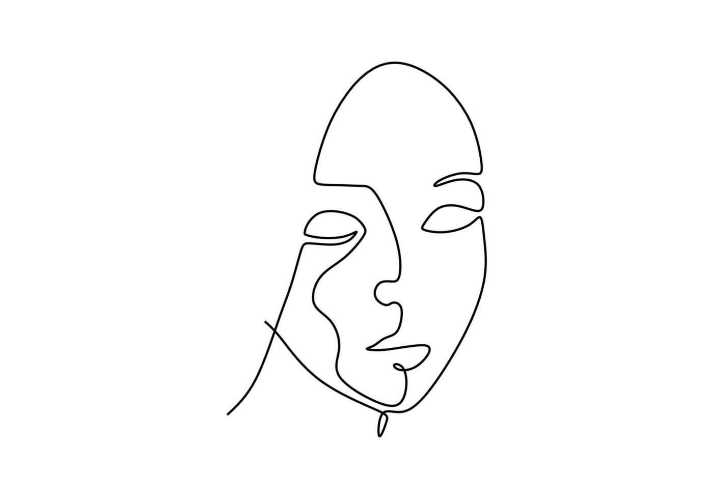 Continuous line drawing face abstract. Minimalism vector isolated on white background.