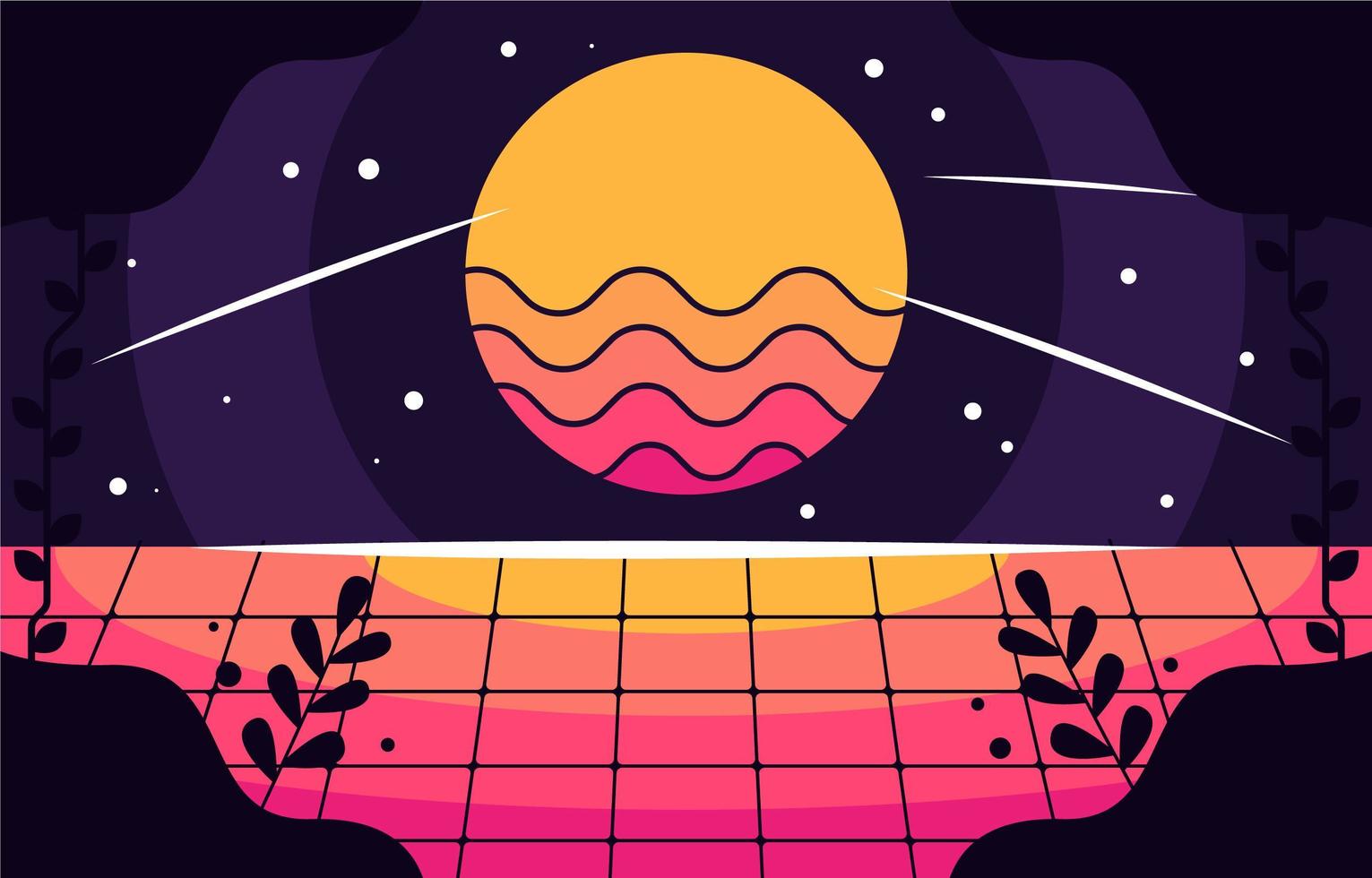 Flat Retro Futuristic Background vector