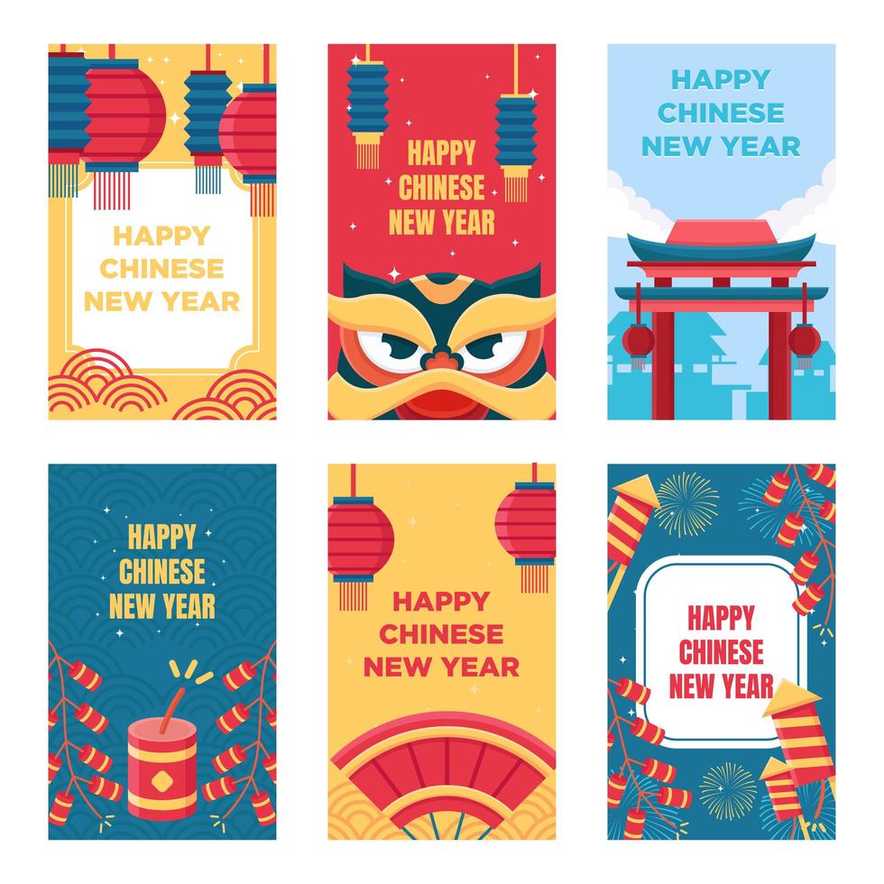 tarjetas de año nuevo chino vector