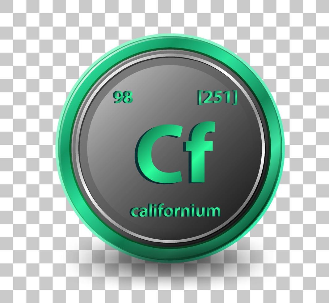 Californium chemical element. Chemical symbol with atomic number and atomic mass. vector