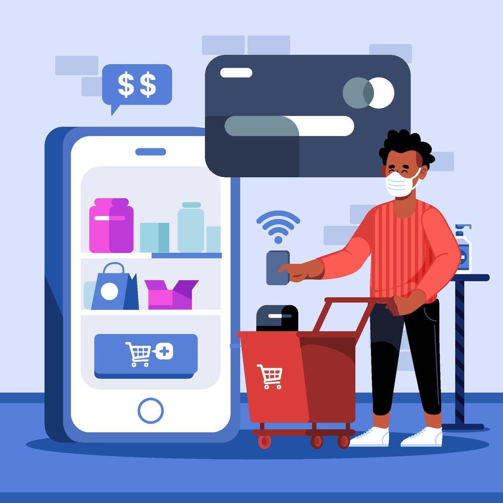 Self Service Contactless Shopping Concept vector