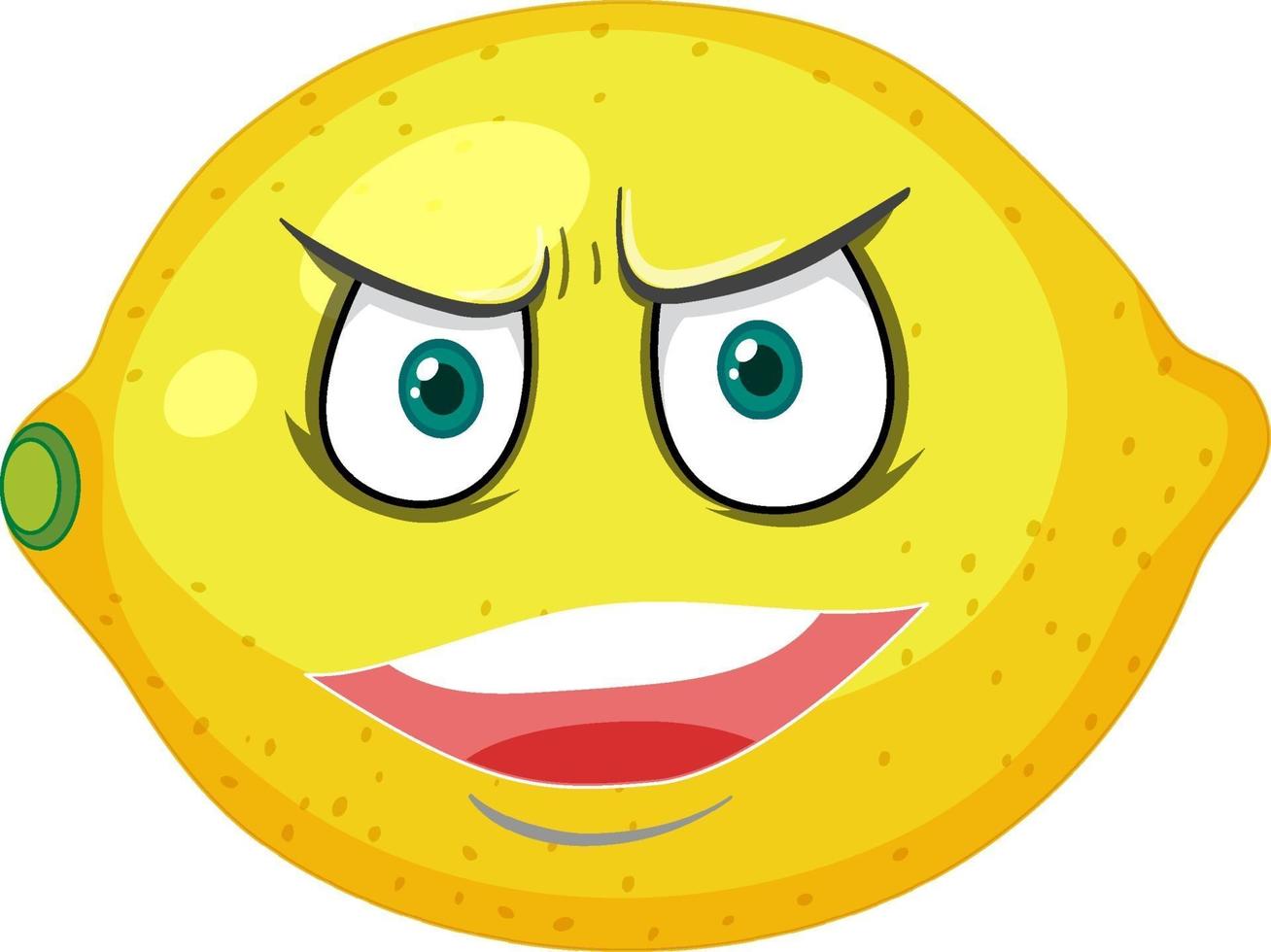 Lemon cartoon character with angry face expression on white background vector