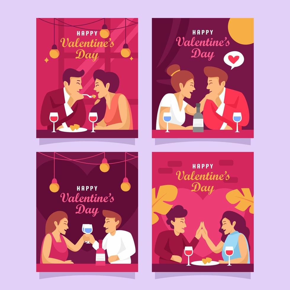 tarjeta de felicitación de la cena romántica del día de san valentín vector