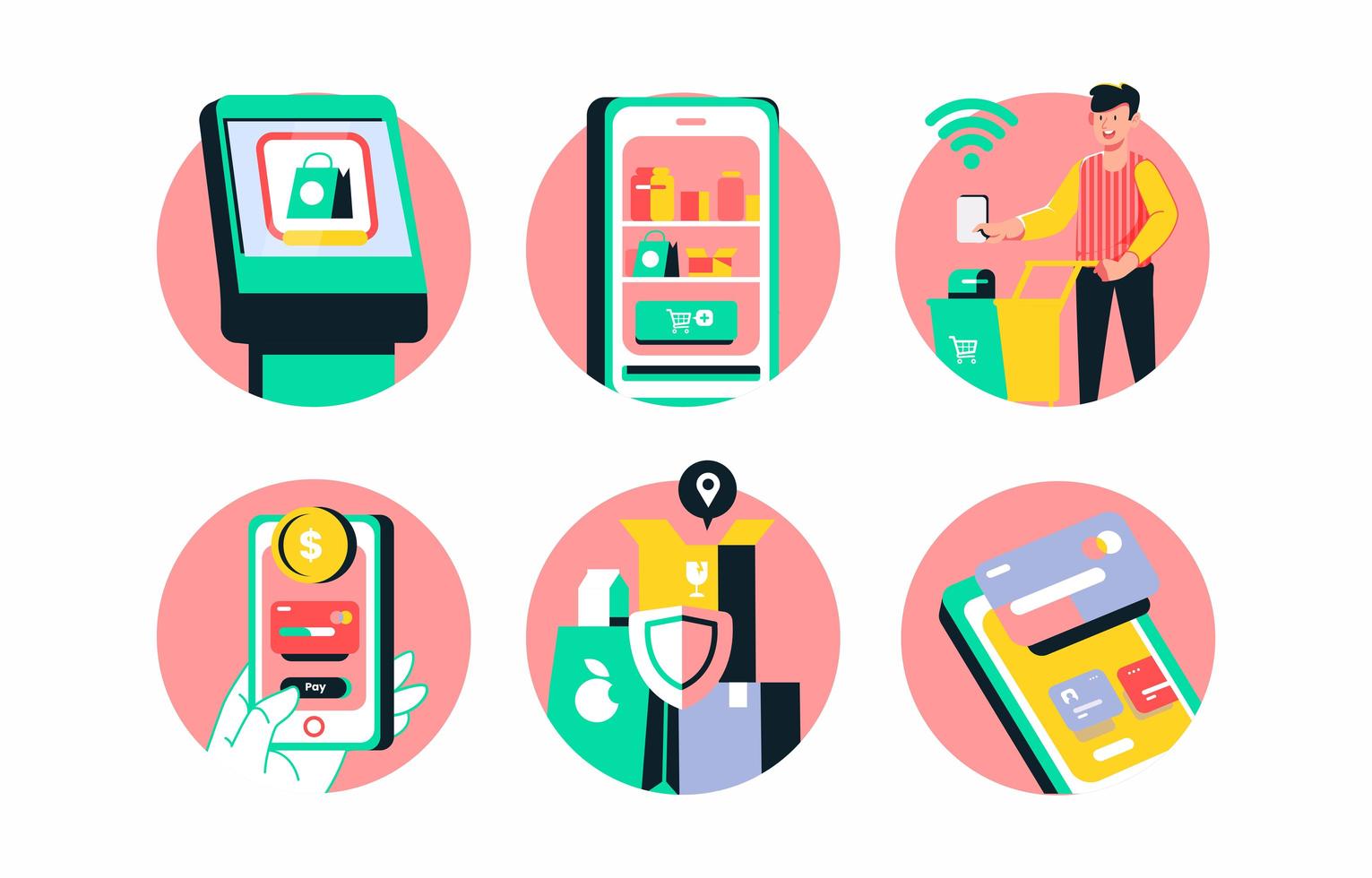 Self Service Concept Icon Set vector