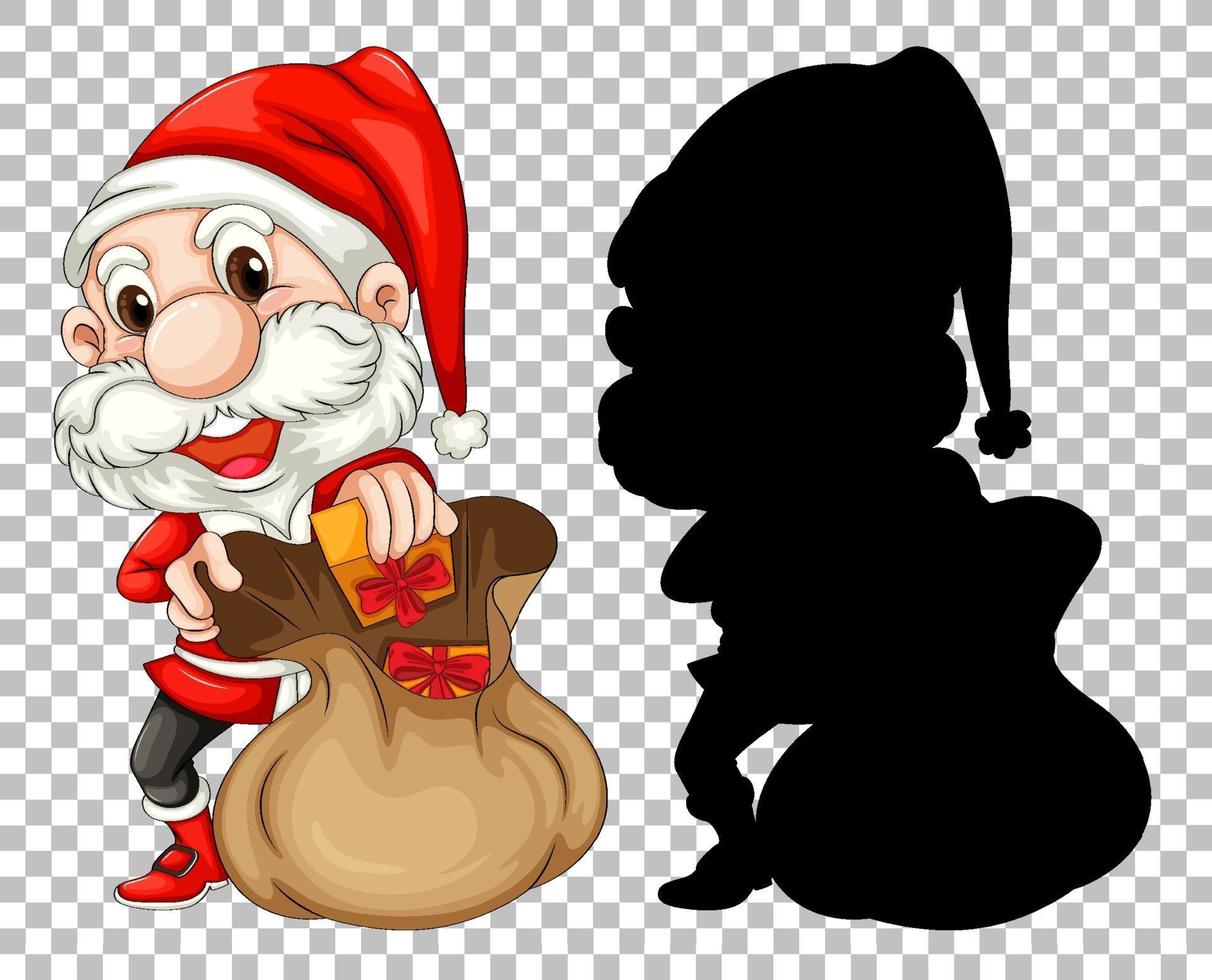 Santa and present bag vector