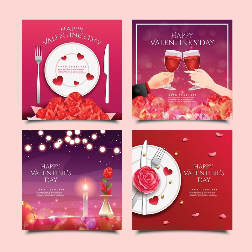 Valentine's Day Dinner and Date Card Templates vector