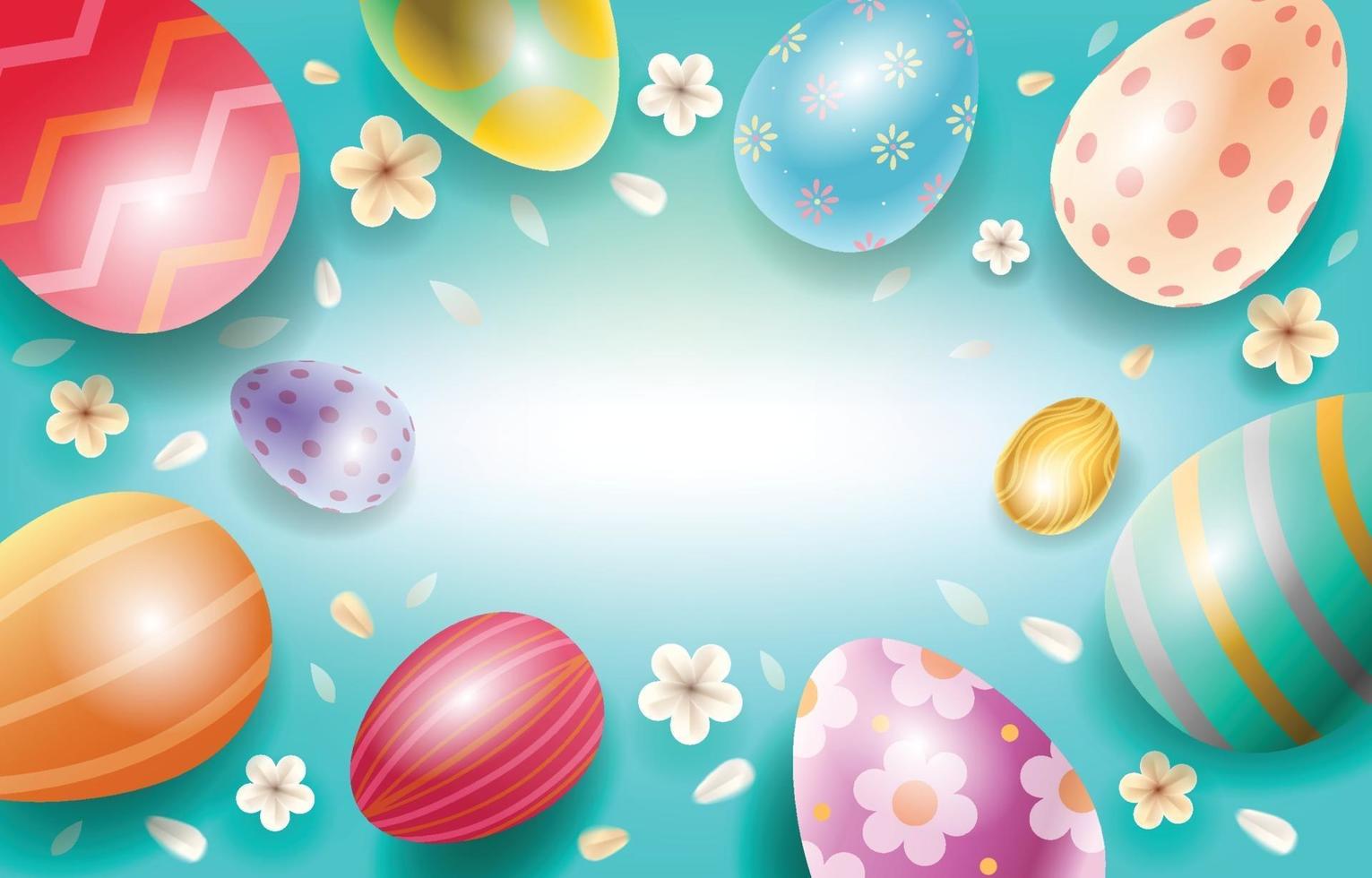 Colorful Easter Eggs Background Template vector