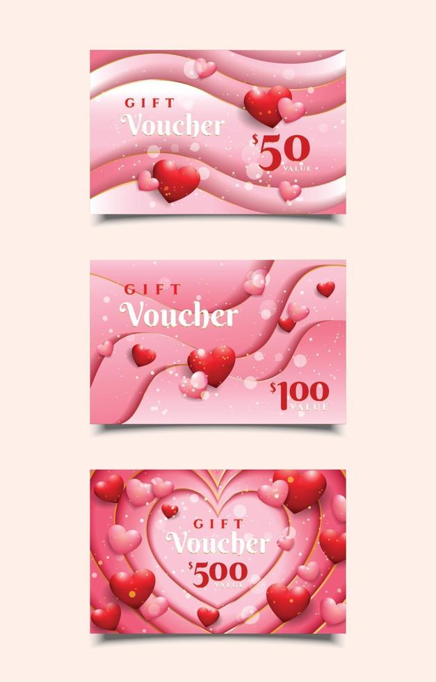 Valentine's Day Gift Voucher Templates vector