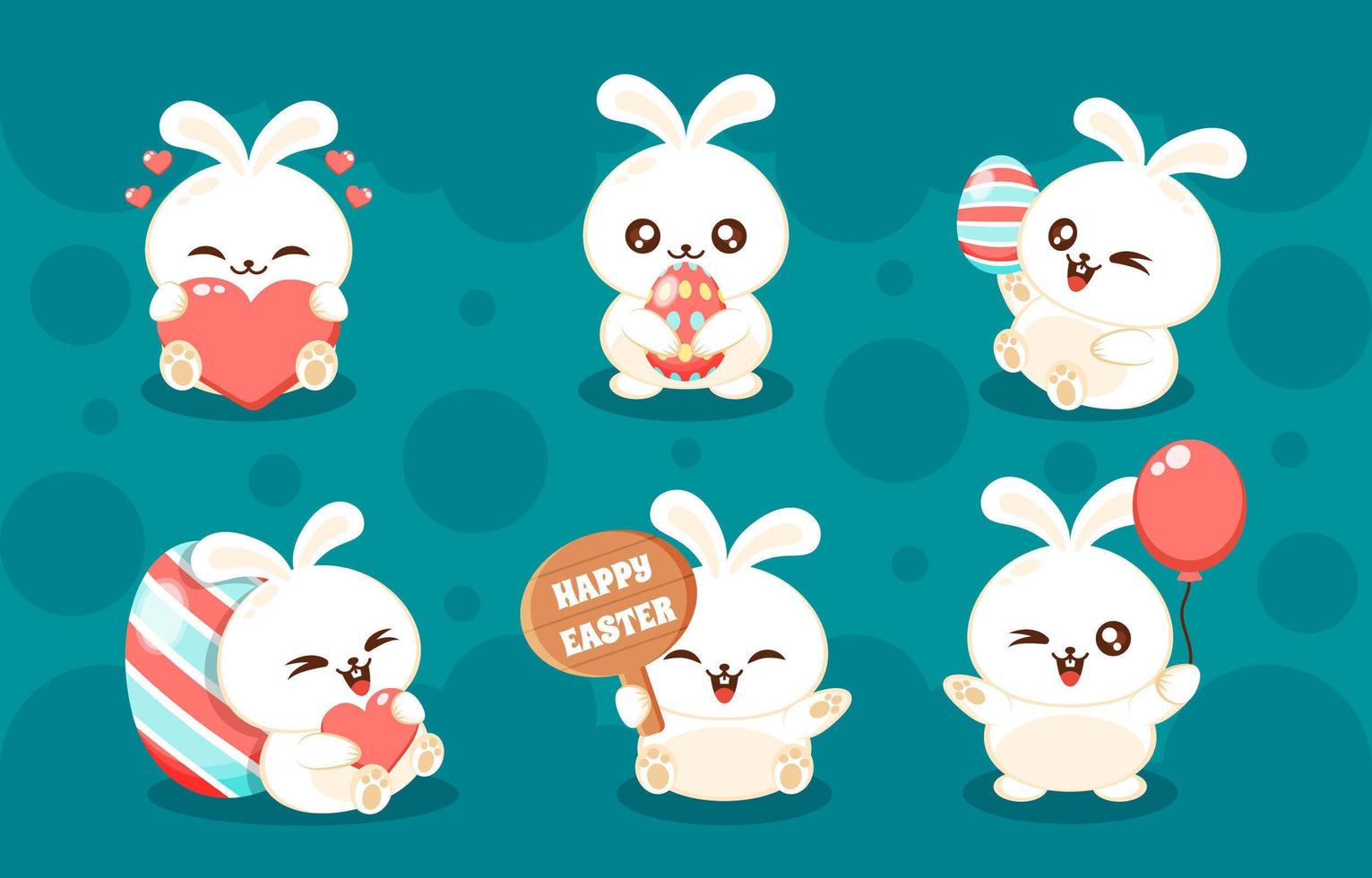 Cute and Fluffy White Easter Rabbit Character Concept vector