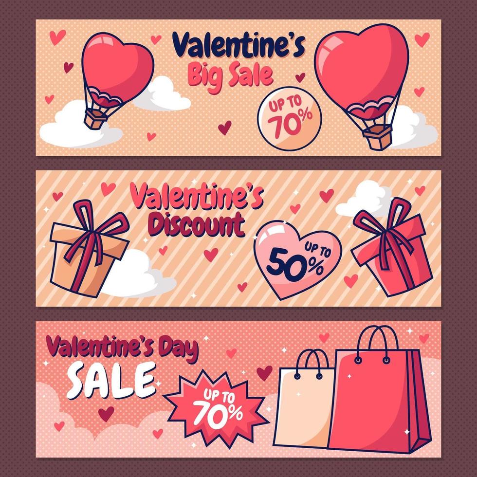 banner de venta de san valentín vector