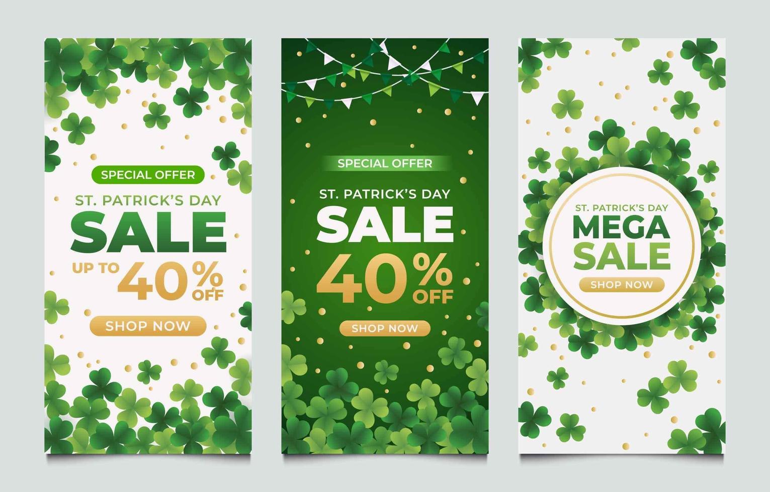 Saint Patrick's Sale Banner with Clover Design vector