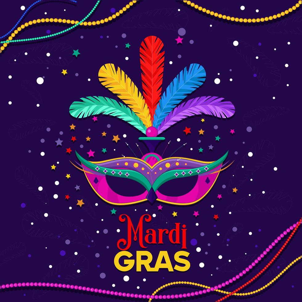 fiesta de mardi gras con una lujosa máscara vector