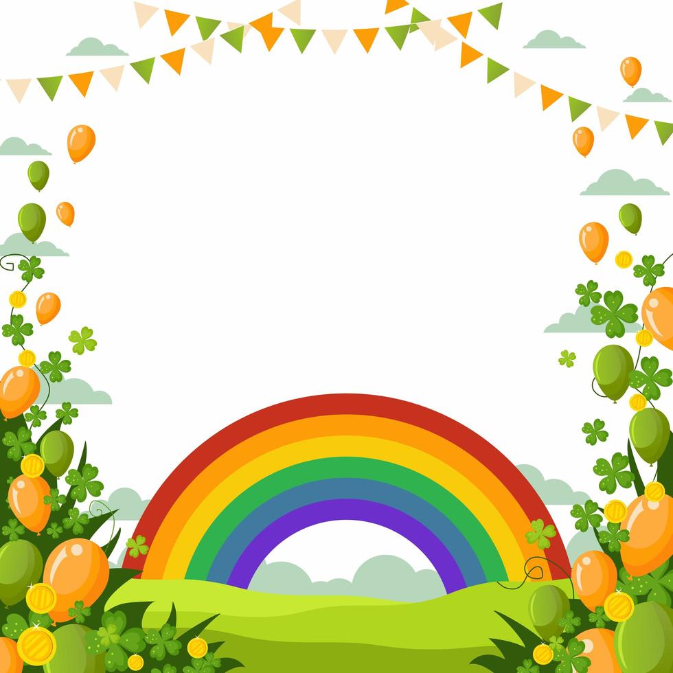 St. Patrick's Day Background With Rainbow vector