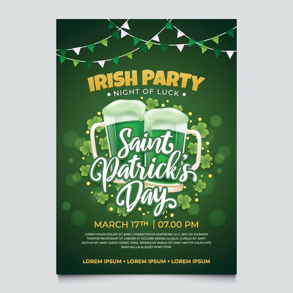 Saint Patrick Day Invitation on Green Background vector