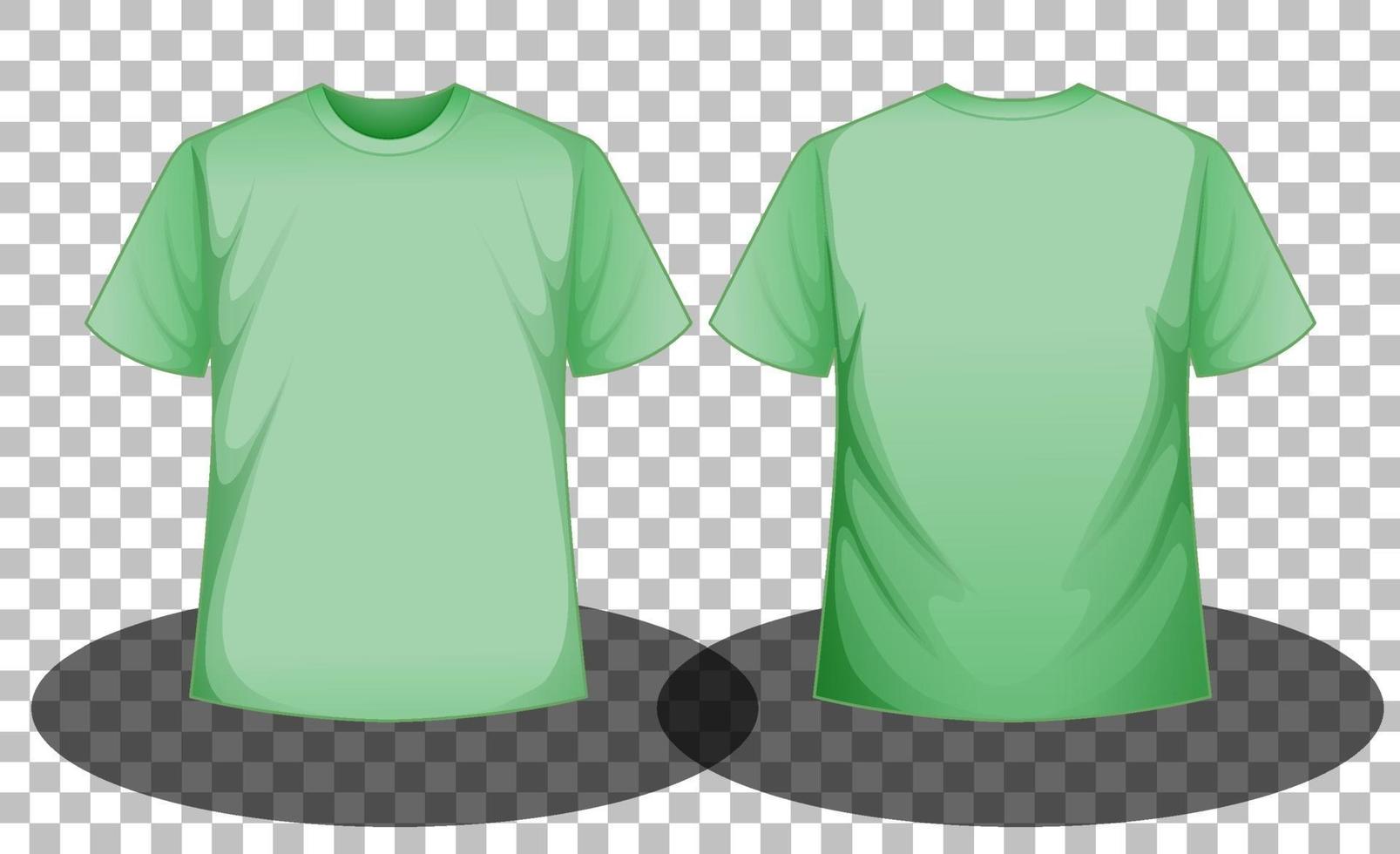 Front and back of green t-shirt on transparent background vector