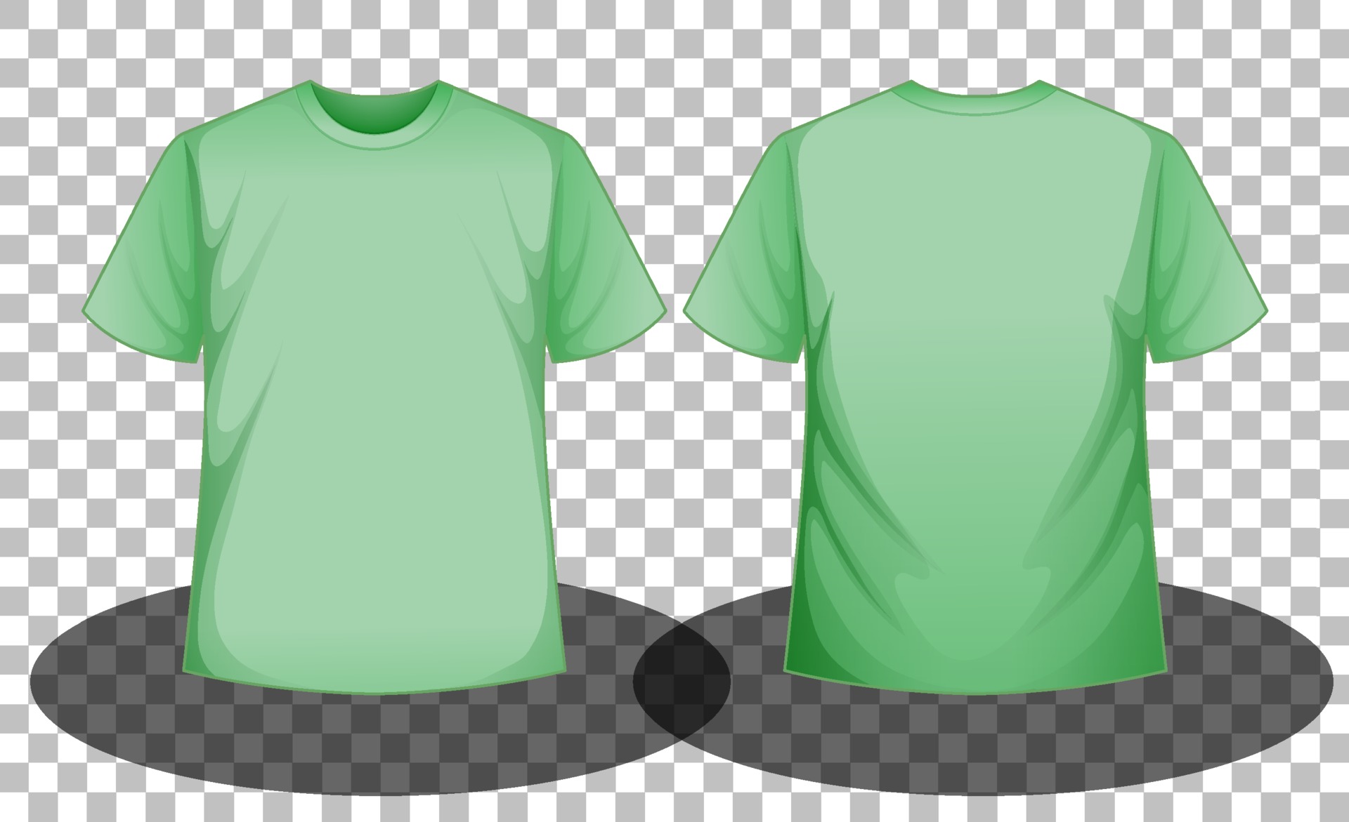 Front and back of green tshirt on transparent background 1953630