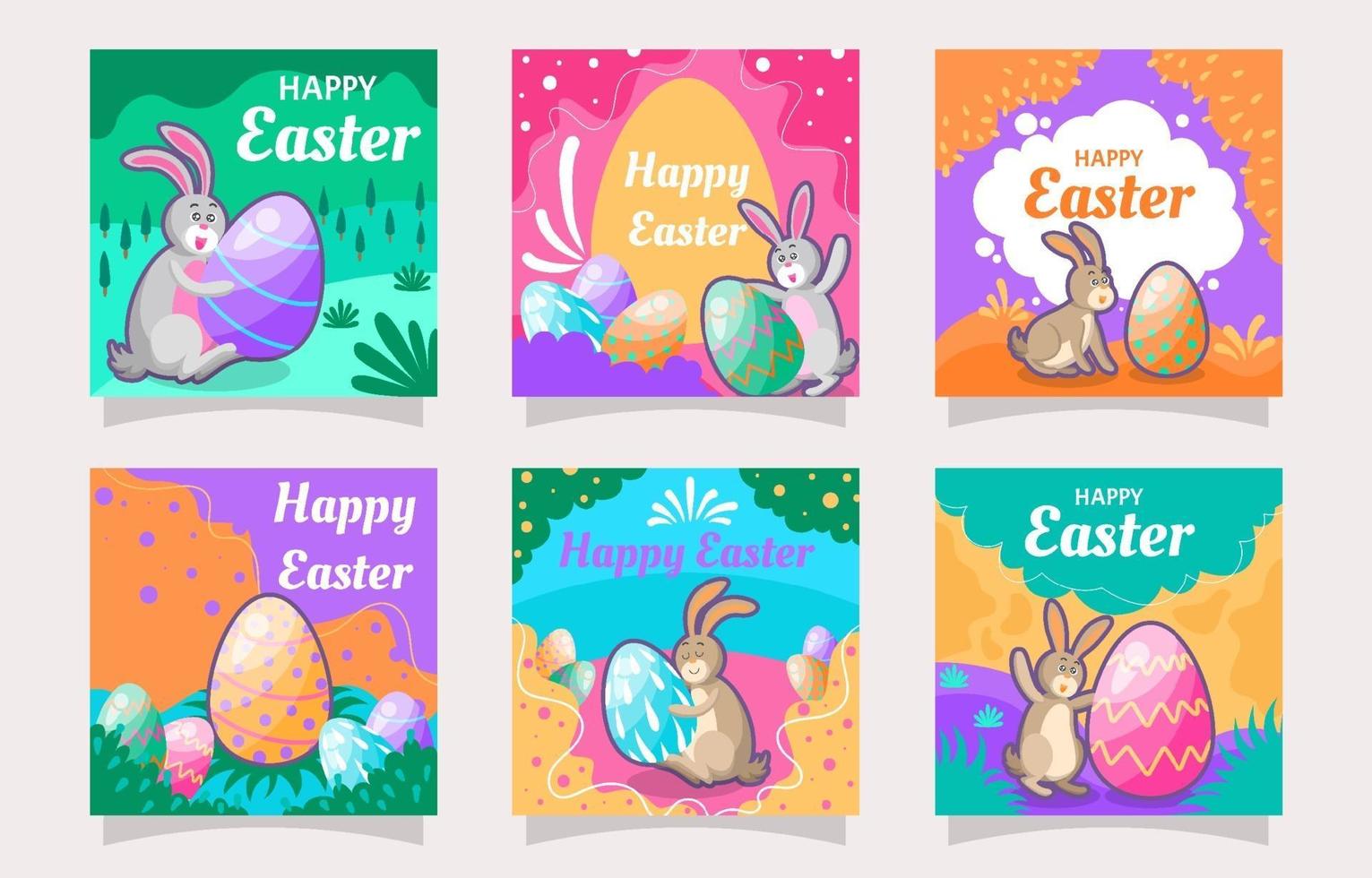 Set of Social Media Post for Easter Day vector