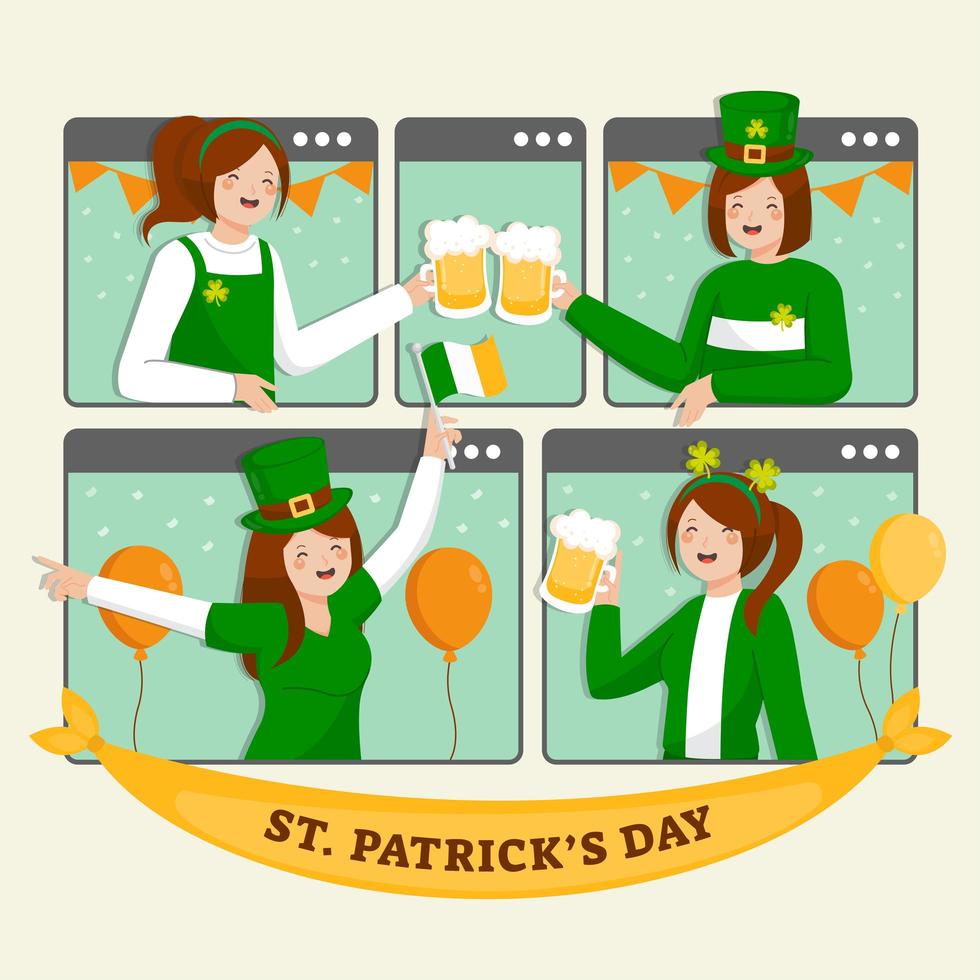 Celebrating Virtually Saint Patrick vector