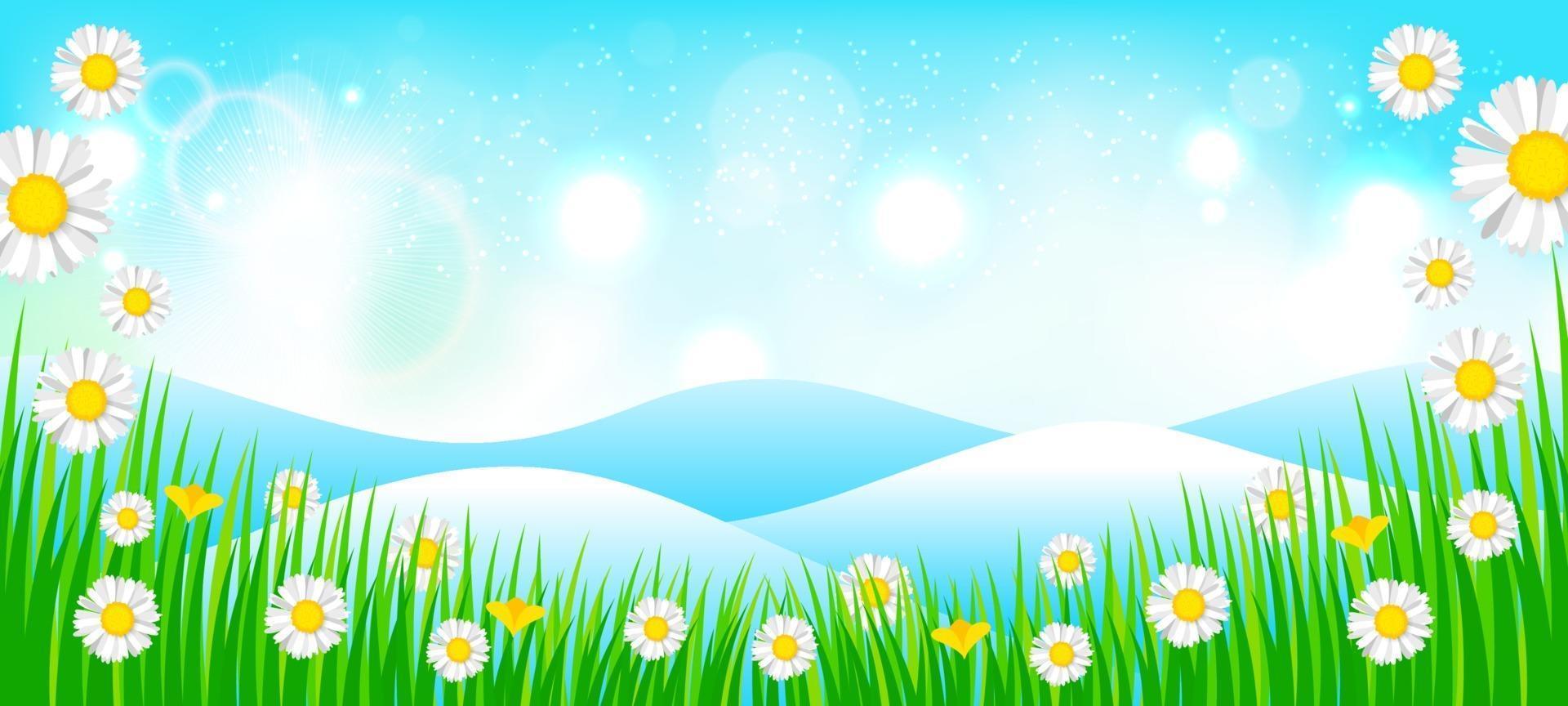 Spring Background with Flowers Scattered Around vector