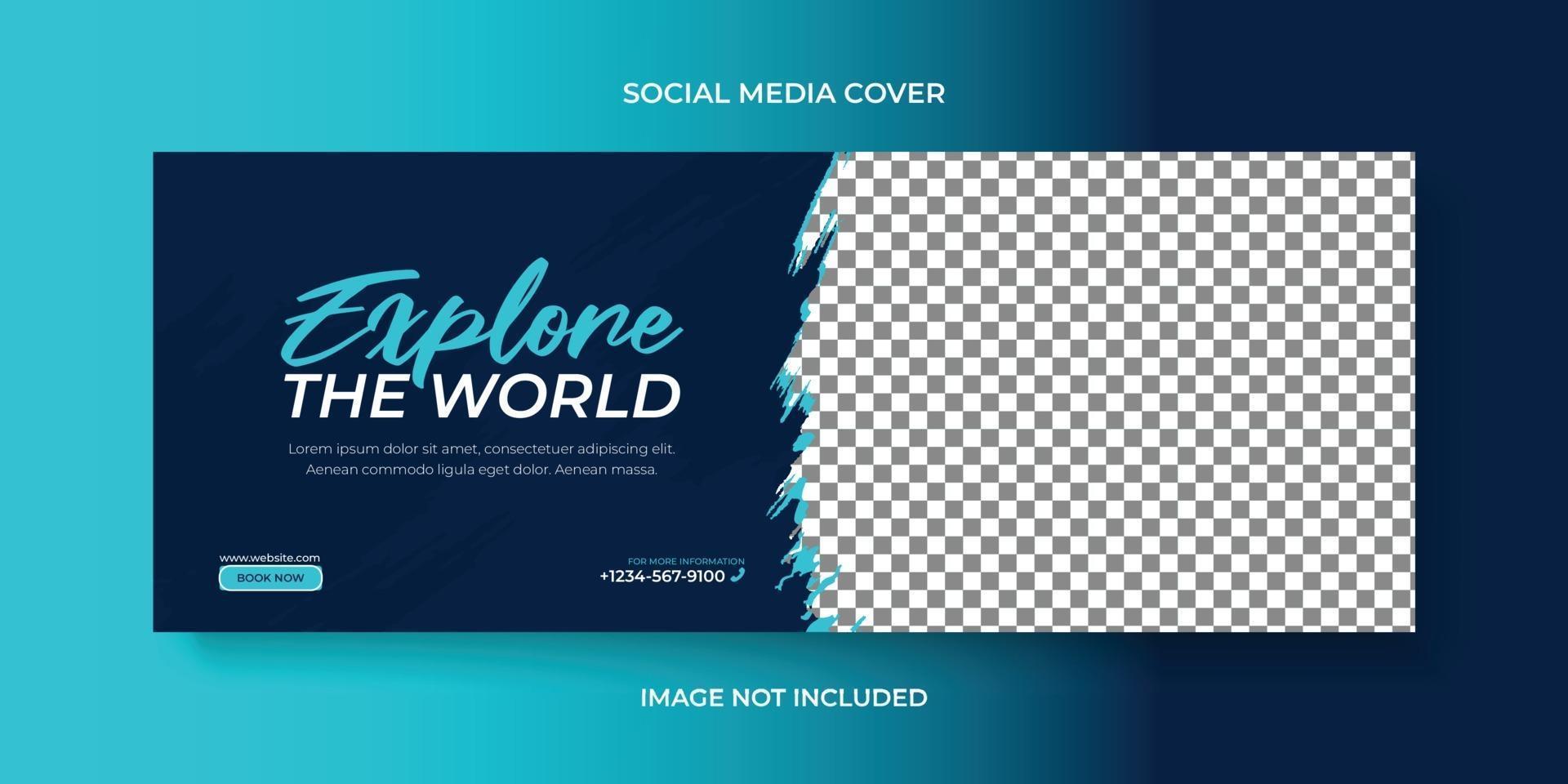Tour travel social media cover or banner, web banner template design vector