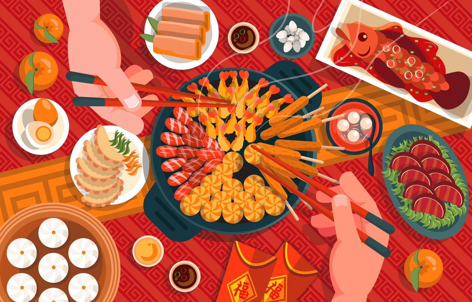 Lunar Food with Family vector