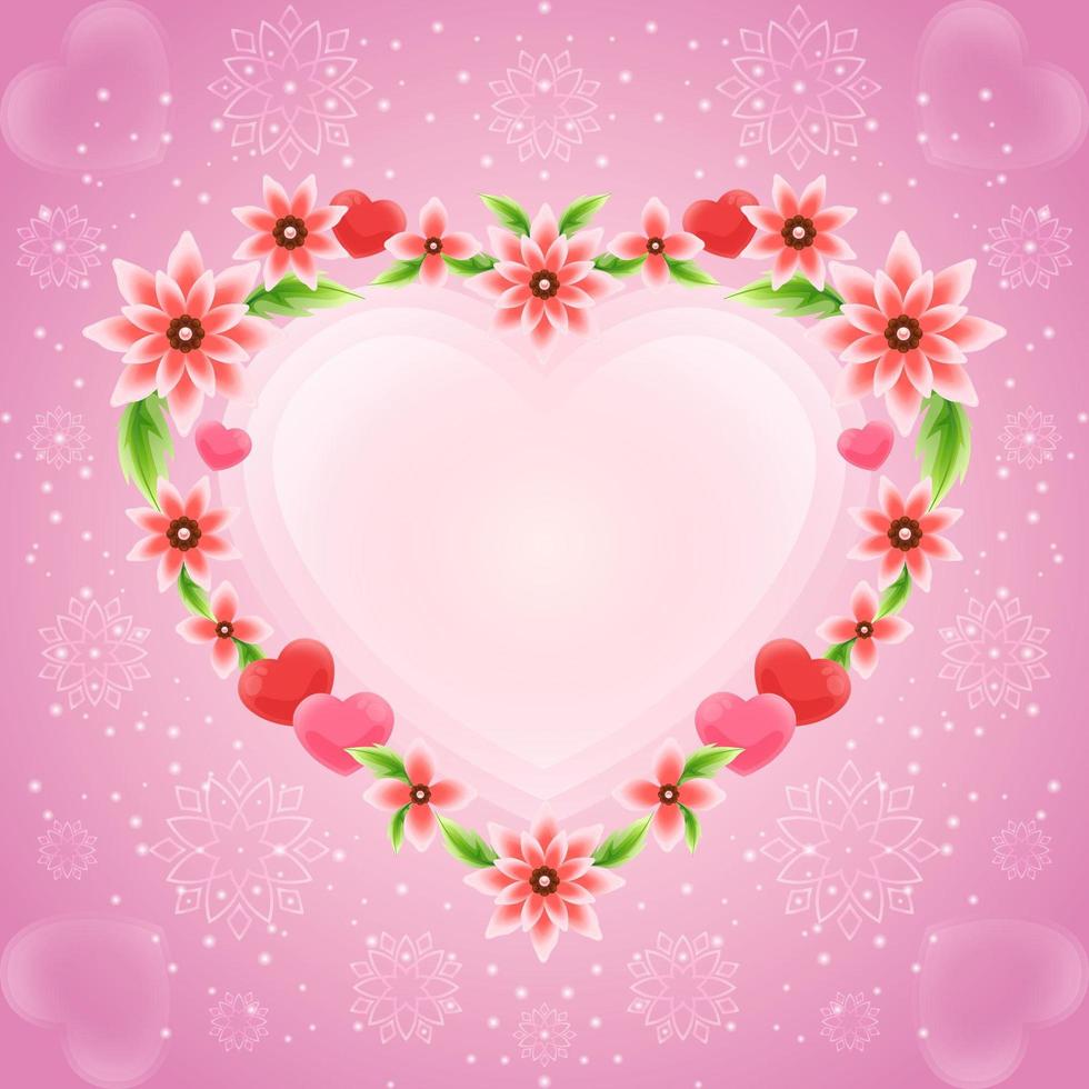 Beautiful Flower Heart Frame for Valentine Day vector