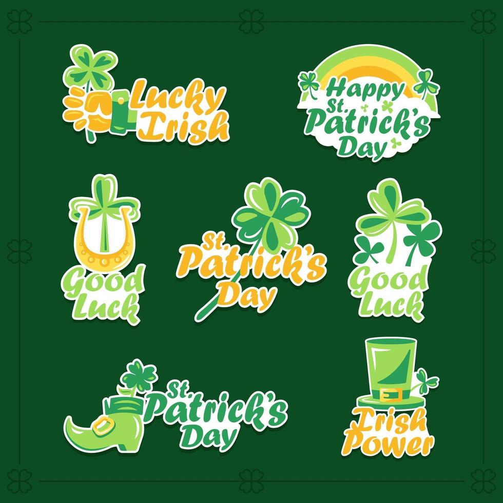 Clover Stickers to Celebrate St. Patrick's Day vector