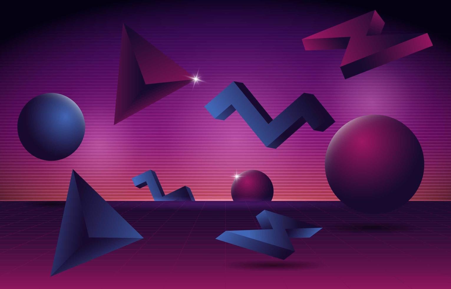 Fondo retro futurista 3d vector